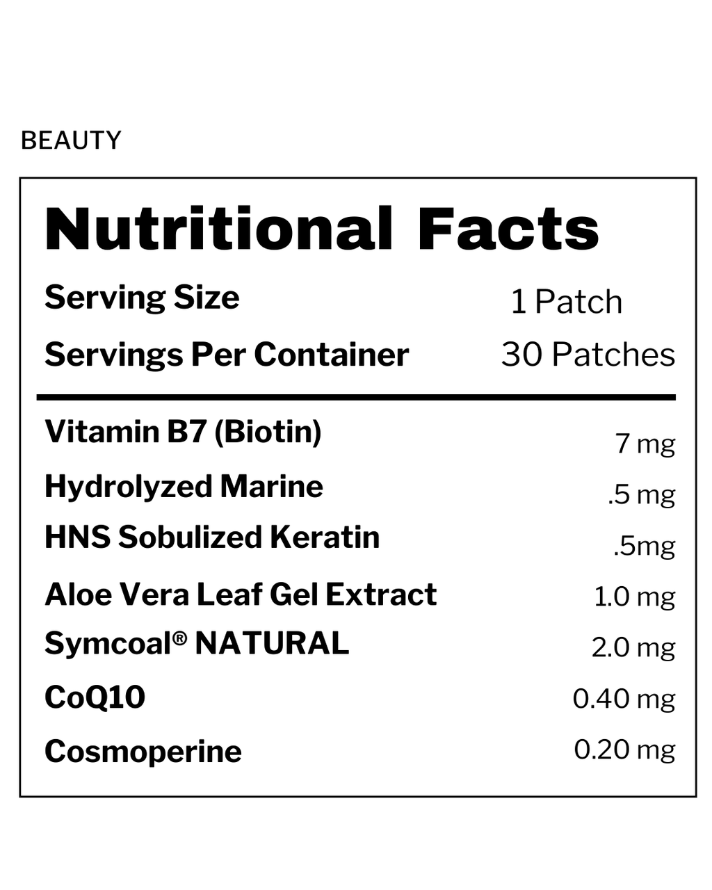 Beauty Vitamin Patch - Biotin, Collagen & Keratin | Hair, Skin & Nails