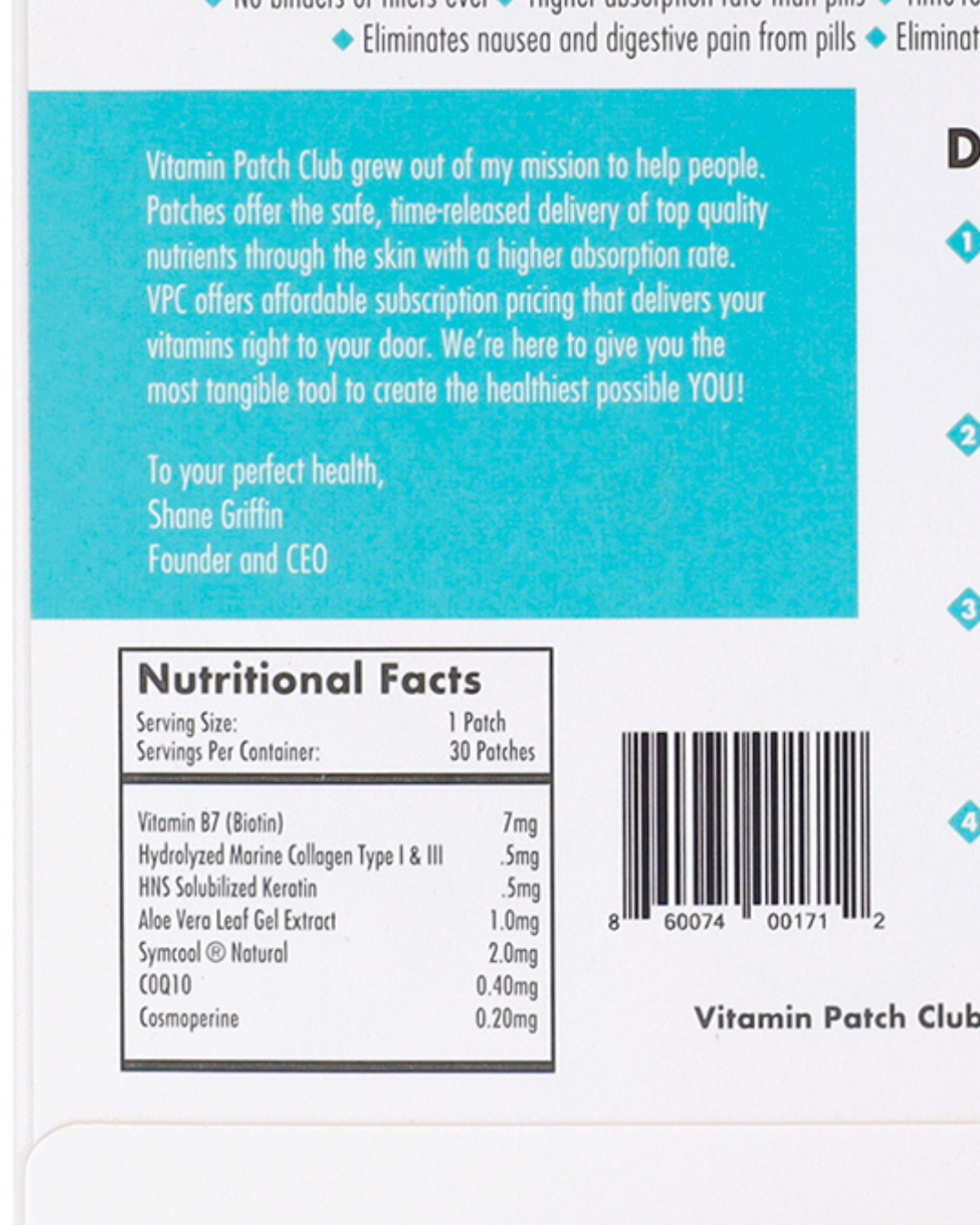 Beauty Vitamin Patch - Biotin, Collagen & Keratin | Hair, Skin & Nails