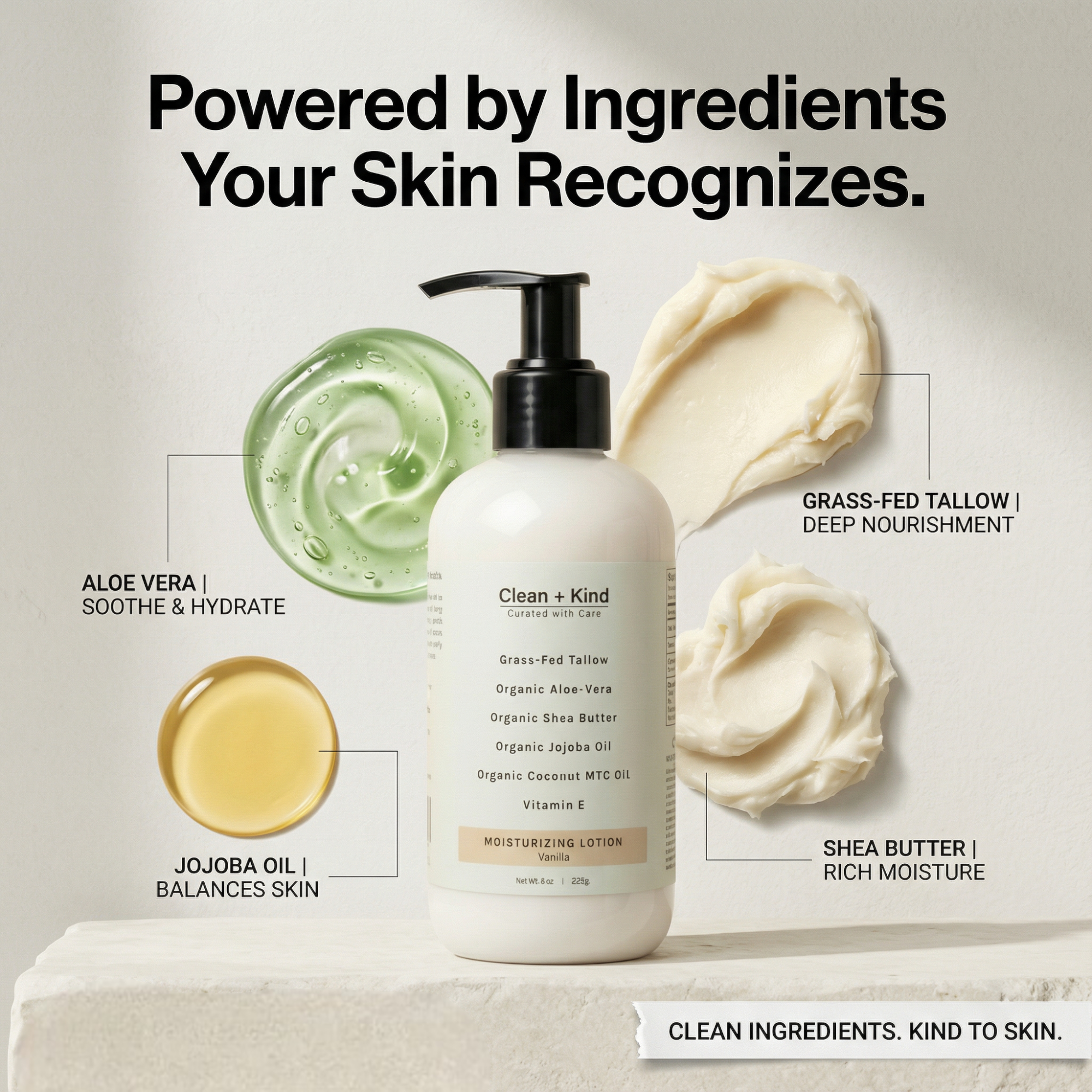 Grass-Fed Tallow Lotion - Lightweight Unscented Body Lotion