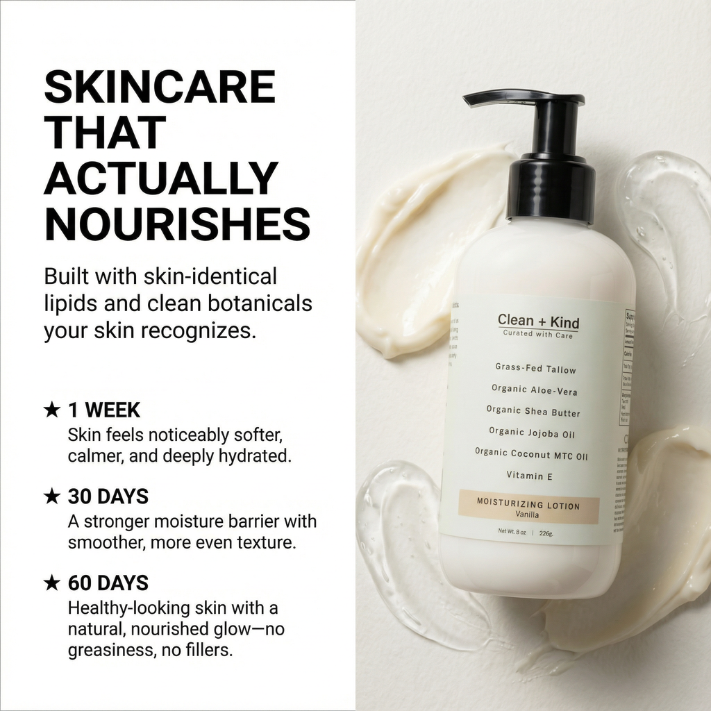 Grass-Fed Tallow Lotion - Lightweight Unscented Body Lotion