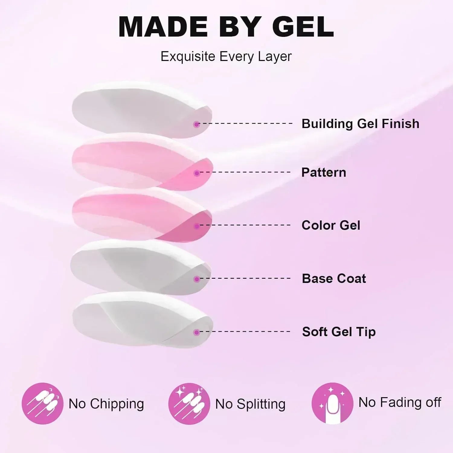 Athena Aurora Almond Press-On Nails - Salon Quality, Reusable (30 Nails)