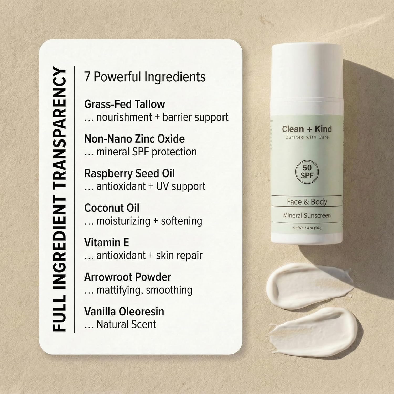 Tallow Mineral Sunscreen SPF 25/50 - Reef-Safe Non-Nano Zinc Oxide