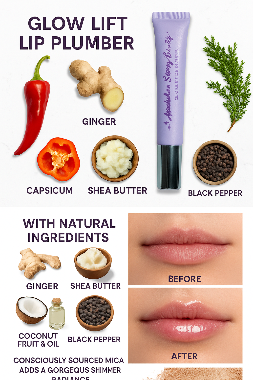 Ashunta Sheriff Lip Plumper with Hyaluronic Acid - Natural Volume & Shine | $18