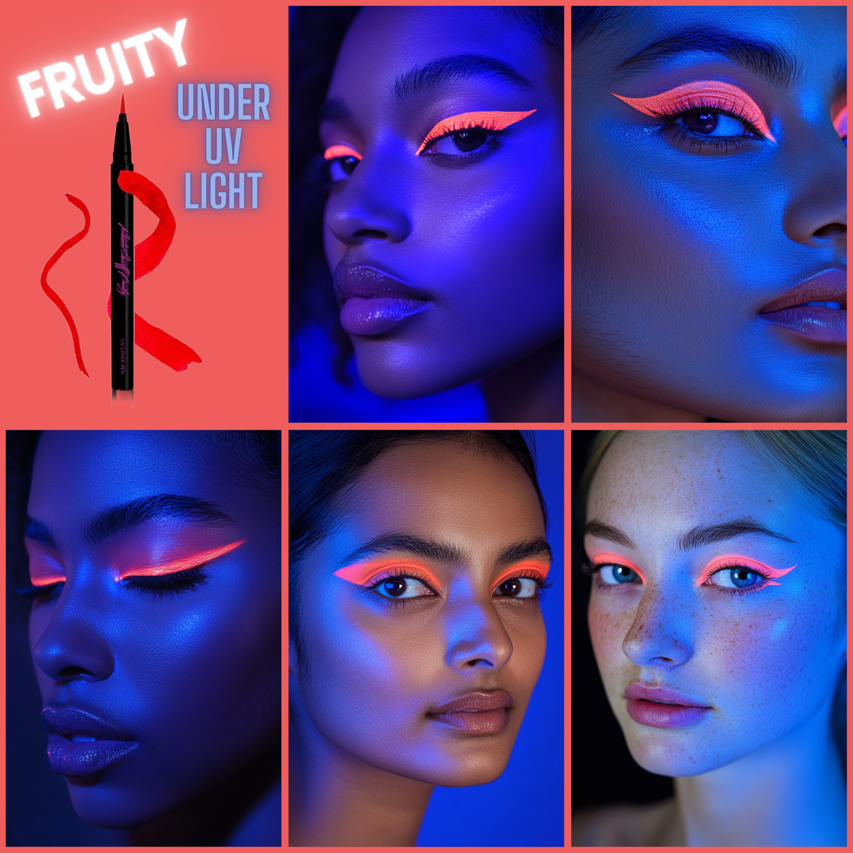 Ashunta Sheriff UV Glow Vegan Eyeliner Pen - Blacklight Reactive in 8 Neon Colors