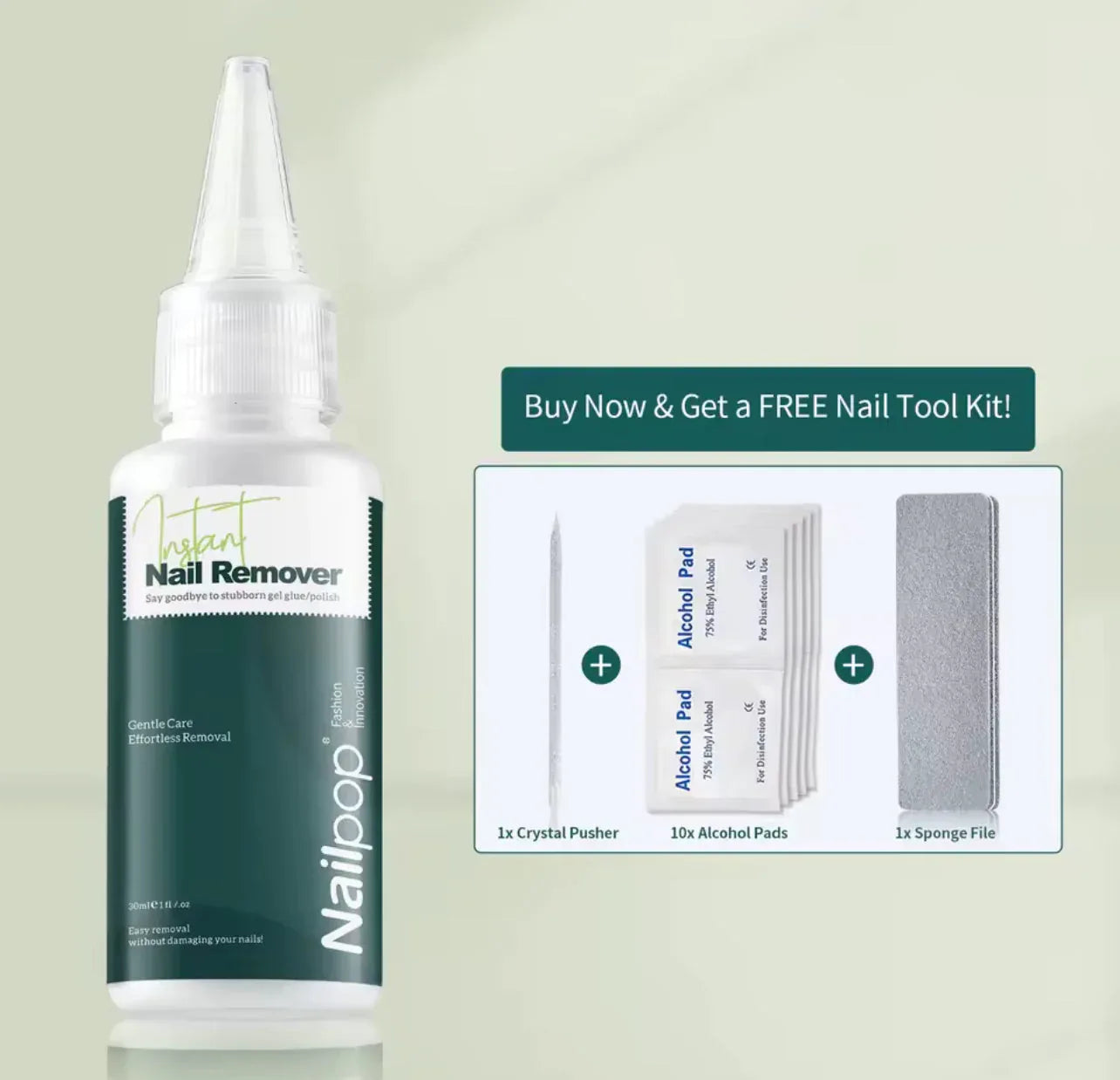 Press-On Nail Remover Kit - Safe Glue Removal Tool Set (30ml)