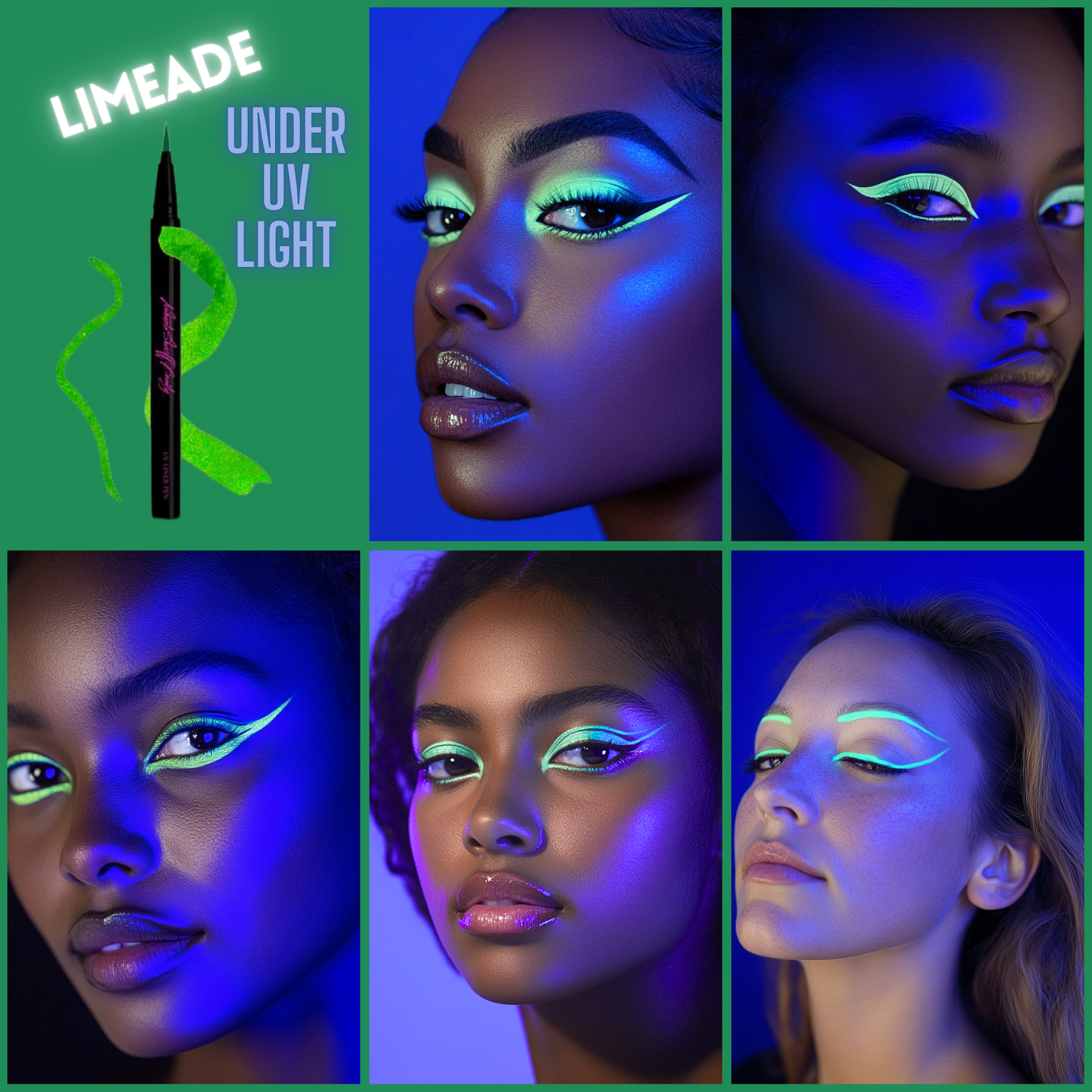 Ashunta Sheriff UV Glow Vegan Eyeliner Pen - Blacklight Reactive in 8 Neon Colors