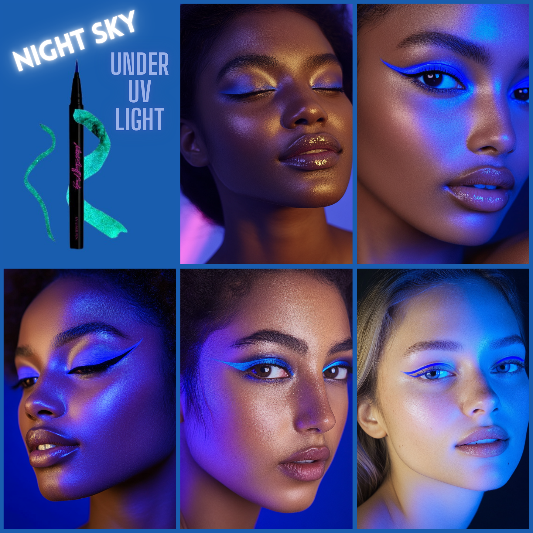 Ashunta Sheriff UV Glow Vegan Eyeliner Pen - Blacklight Reactive in 8 Neon Colors