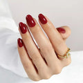 Grape Red Oval Press-On Nails - Salon Quality, Reusable (30 Nails)